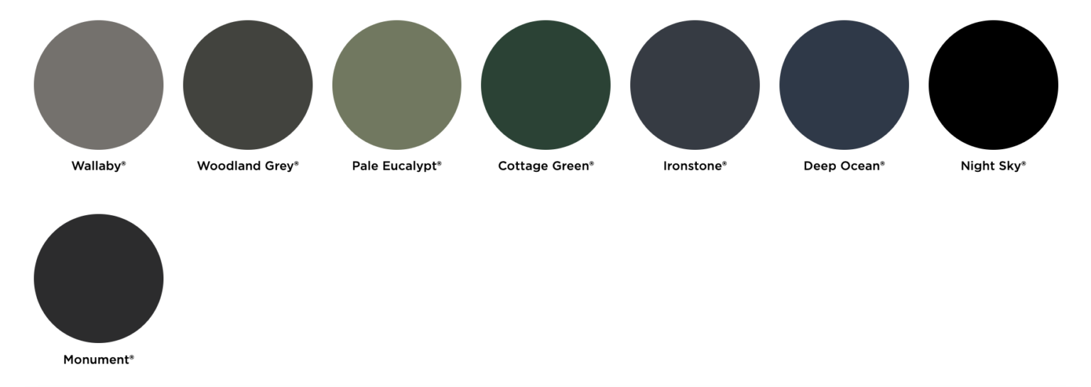 Colorbond colour chart for roofing selection
