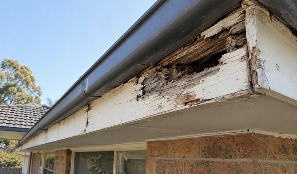 Damaged and rotting fascia board on a Melbourne home